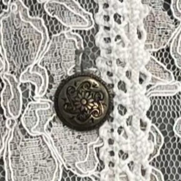 Vtg 90s Dawn Joy Floral Lace Vest Dress Set Sage Green Cream Size 6 Cottagecore - Picture 7 of 16